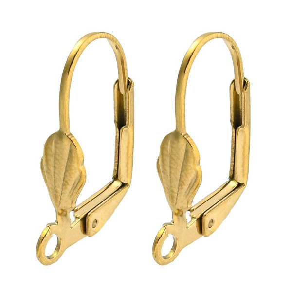Boucles d’Oreilles Dormeuses Forme Coquille 19 mm – Acier Inox 304 – Doré à l’Or fin 18K, placage IONIQUE (IP)