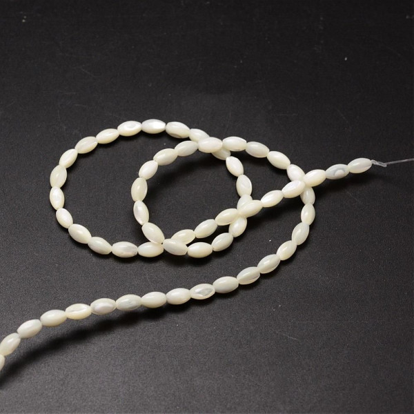Perles intercalaire Obong 6 par 4mm – Nacre naturelle Blanc crème