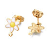 Boucles d’Oreilles Puces Goutte Marguerite 12.5 mm avec Attache et Embouts – Acier Inox 304 – Doré