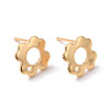 Boucles d’Oreilles Puces Forme Fleur 10 mm  avec trou d'attache– Acier Inox 304 – Doré à l’Or fin 24K