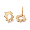 Boucles d’Oreilles Puces Forme Fleur 10 mm  avec trou d'attache– Acier Inox 304 – Doré à l’Or fin 24K