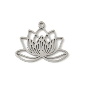 Pendentifs Fleur de Lotus 25mm – Acier Inox 304 – Argenté