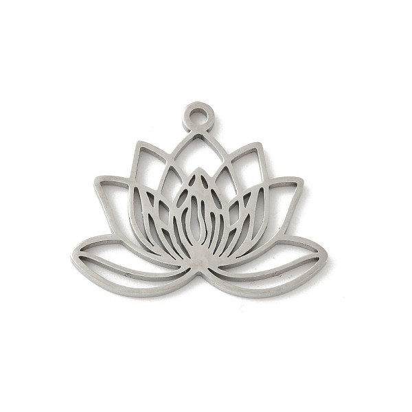 Pendentifs Fleur de Lotus 25mm – Acier Inox 304 – Argenté