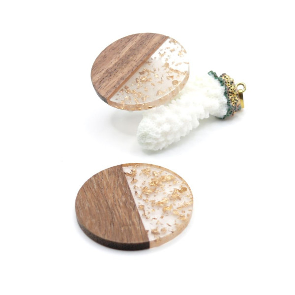 Pendentif Rond 38 mm – Bois et Résine