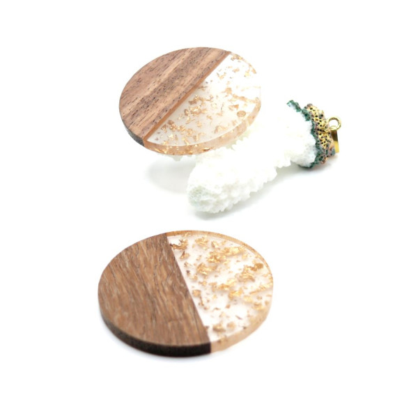 Pendentif Rond 38 mm – Bois et Résine