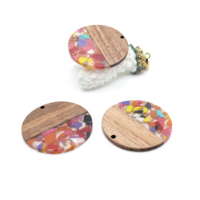 Pendentif Rond 38 mm – Bois et Résine