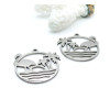 Pendentifs Cercle Été, Palmier et Flamant Rose 30 mm – Acier Inox 304 – Argenté
