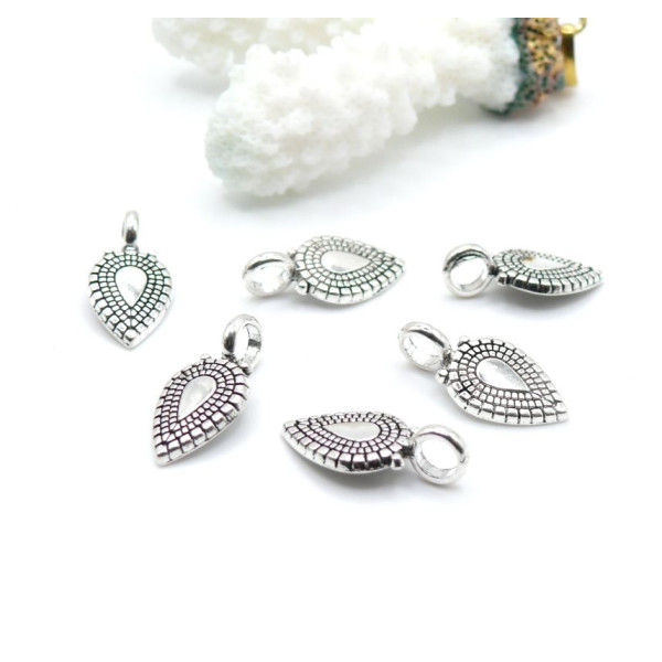Pendentifs Goutte Ethnique, Bélières à Coller – Métal – Argent Antique