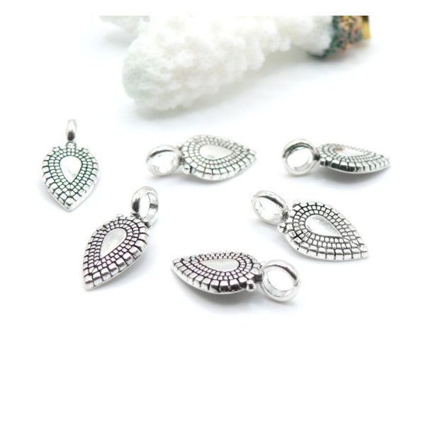 Pendentifs Goutte Ethnique, Bélières à Coller – Métal – Argent Antique