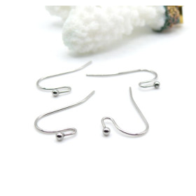 Boucles d’Oreilles Crochets 22 mm avec Bille – Acier Inoxydable 316 – Argent Platine