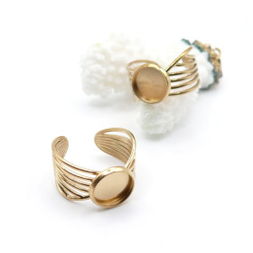 Support de Bague Forme Nœud 10 mm – Acier Inox 304 – Doré, placage IONIQUE (IP)