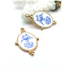 Pendentif Bouquet de Fleurs Style Vintage 32 mm – Acier Inox 304 – Doré à l’Or fin 18K, placage IONIQUE (IP)