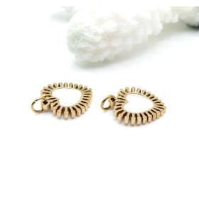 Pendentif Cœur avec Anneau et Nacre 12 mm – Acier Inox 316 – Doré à l’Or fin 14K