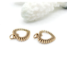 Pendentif Cœur avec Anneau et Nacre 12 mm – Acier Inox 316 – Doré à l’Or fin 14K