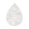 Estampes Pendentifs Goutte avec Feuille de Ginkgo 45 mm – Acier Inoxydable – Argenté