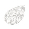 Estampes Pendentifs Goutte avec Feuille de Ginkgo 45 mm – Acier Inoxydable – Argenté