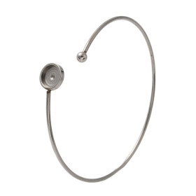 Support de Bracelet Jonc Cabochon 8 mm – Acier Inox 304 – Argenté