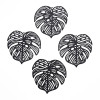 Estampes Pendentifs Filigrane Feuille de Monstera 32 mm – Acier Inox 304 – Noir