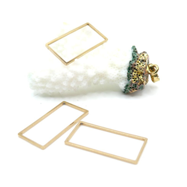 Pendentifs forme Rectangle 25mm – Acier Inoxydable Doré