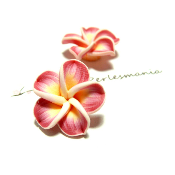 REF 2G3225 – Lot de 4 ou 8 Fleurs Cabochons Fimo Rose 20 mm