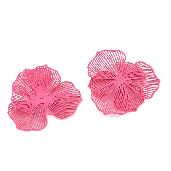 Estampes Pendentifs Filigrane Multi-Fleurs 39 mm 3D – Métal ROSE