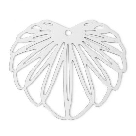 Estampes Pendentifs Feuille 35mm – Acier Inoxydable Argenté