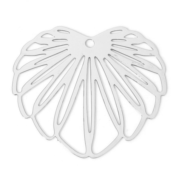 Estampes Pendentifs Feuille 35mm – Acier Inoxydable Argenté