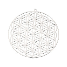 Estampes Pendentifs Fleurs de vie, Mandala 37mm – Acier Inoxydable 304 Argenté