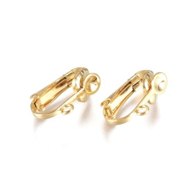 Boucles d’oreilles clips avec anneau d’attache – Acier inoxydable 304 – Doré à l'or fin 18K