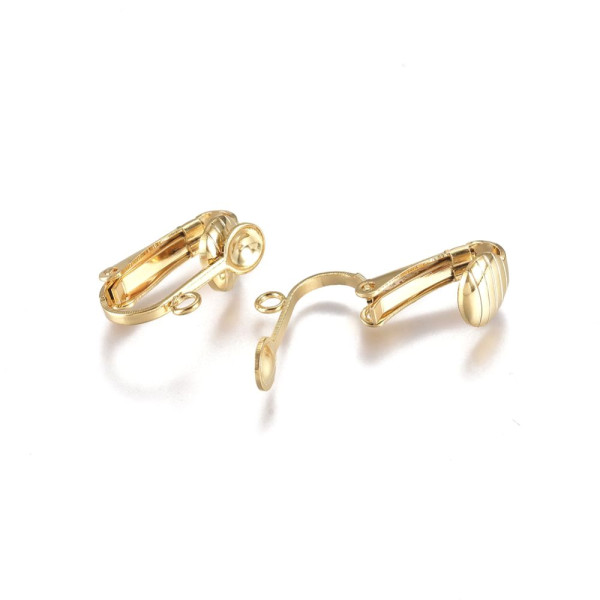 Boucles d’oreilles clips avec anneau d’attache – Acier inoxydable 304 – Doré à l'or fin 18K
