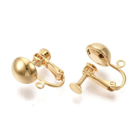 Boucles d’Oreilles Clips à Vis avec Anneau d’Attache – Laiton – Doré à l’Or fin 18K