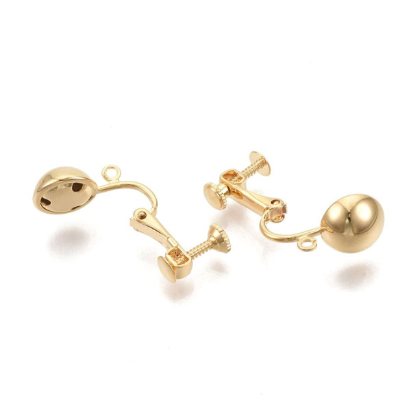 Boucles d’Oreilles Clips à Vis avec Anneau d’Attache – Laiton – Doré à l’Or fin 18K