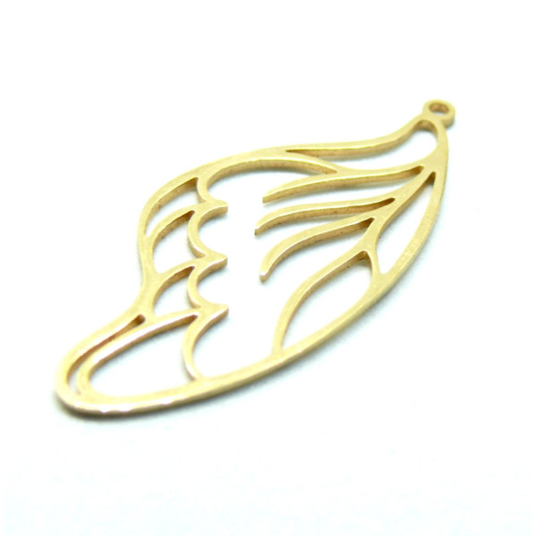 Estampe Pendentif Aile d'Insecte 45mm – Acier Inoxydable 304 Doré
