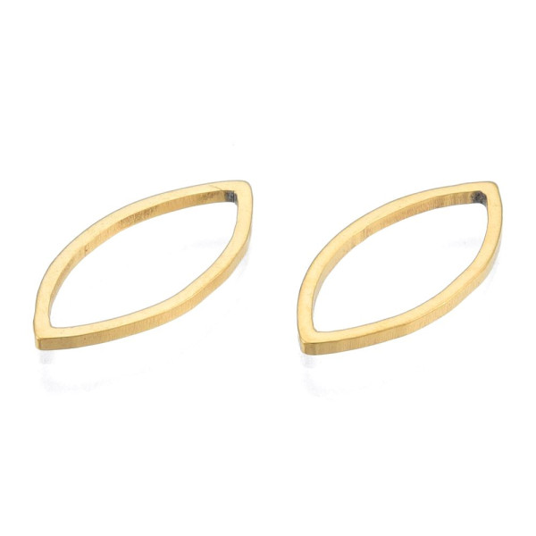 H11N090T052 – Lot de 2 Pendentifs Anneau forme Navette 17mm – Acier Inoxydable Doré
