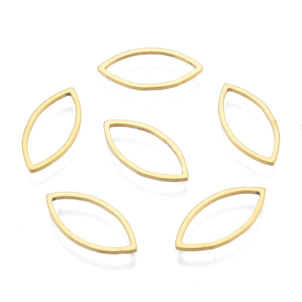 H11N090T052 – Lot de 2 Pendentifs Anneau forme Navette 17mm – Acier Inoxydable Doré
