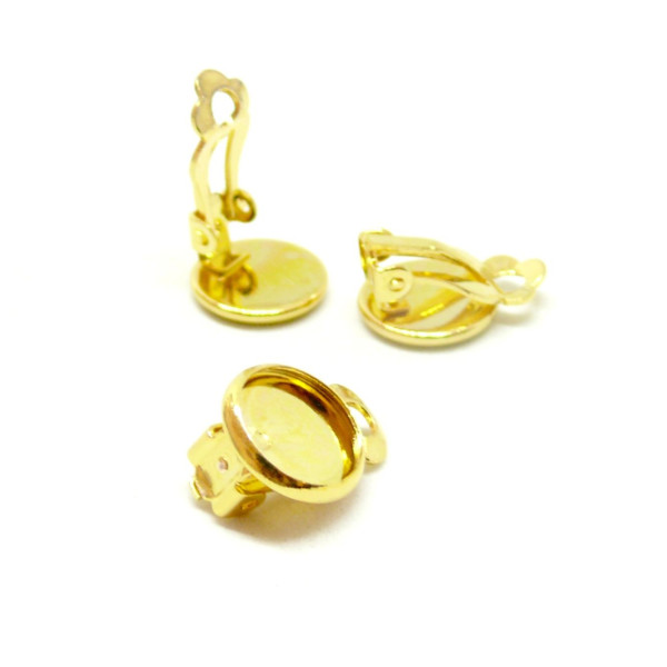 Supports de Boucles d’Oreille Clips Cabochon 12mm – Acier Inoxydable 304 Doré