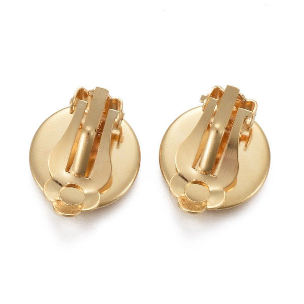 H11P24923BG – Lot de 2 Supports de Boucles d’Oreille Clips Cabochon 12mm – Acier Inoxydable 304 Doré