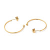 Boucles d’Oreilles Puces Créoles 26 mm avec Bille 3 mm – Acier Inox 304 – Doré à l’Or fin 18K