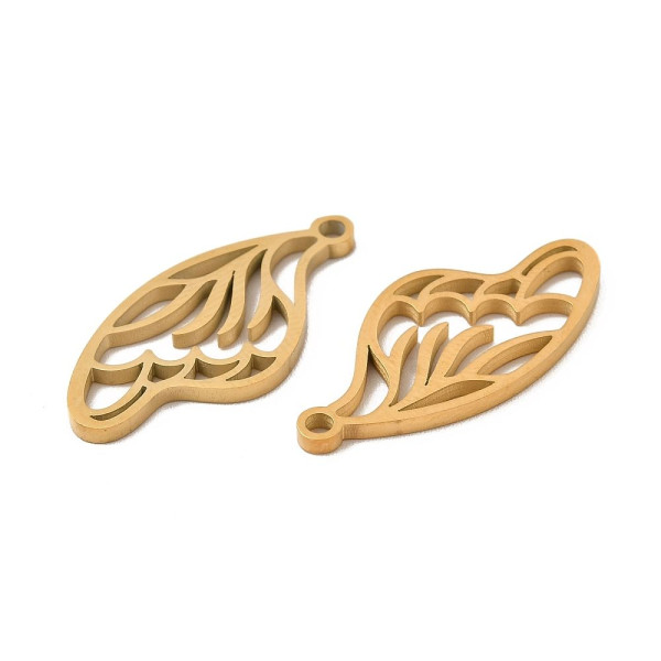 Pendentif Aile d’Insecte 25 mm – Acier Inox 304 – Doré à l’Or fin 18K, placage IONIQUE (IP)