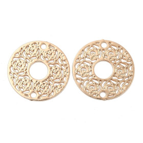 Estampes Pendentifs Connecteur Cercle avec Arabesque 13 mm – Laiton Doré
