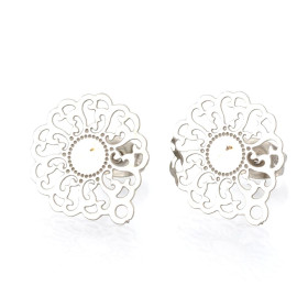 Boucles d'oreille Puce Filigrane 15mm – Acier Inoxydable 304 Argenté avec poussoirs papillons