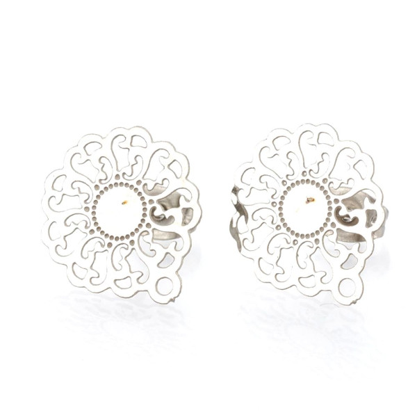 Boucles d'oreille Puce Filigrane 15mm – Acier Inoxydable 304 Argenté avec poussoirs papillons
