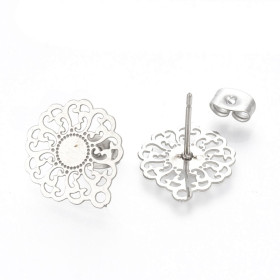 Boucles d'oreille Puce Filigrane 15mm – Acier Inoxydable 304 Argenté avec poussoirs papillons