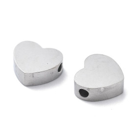 Perles Intercalaires Cœur 7 mm – Acier Inox 304 – Argenté