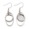 Supports de Boucles d’Oreilles Crochet Ovalepour Cabochon Rond 12mm – Acier Inoxydable Argent Platine