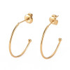 Boucles d’Oreilles Puces Créoles 24 mm avec Bille 3 mm – Acier Inox 304 – Doré à l’Or fin 14K