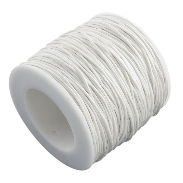 Cordons en coton ciré écologique 1mm BLANC , cordons de perles en macramé pour la fabrication de bijoux