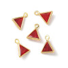 Pendentifs en Verre Facetté Triangle 8 mm Rouge – Laiton – Doré à l’Or fin 18K