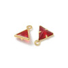 Pendentifs en Verre Facetté Triangle 8 mm Rouge – Laiton – Doré à l’Or fin 18K