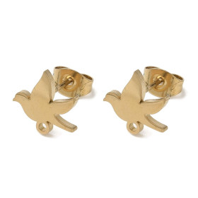 Boucles d’Oreilles Puce Oiseau 10mm – Acier Inoxydable 304 Doré, Placage IONIQUE
